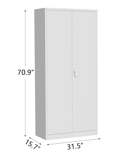 GarveeHome Metal Storage Cabinet with Lock,Steel Tool Cabinet with 4 Adjustable Shelves and 4 Adjustable Feet,Storage Organization for Home,Garage