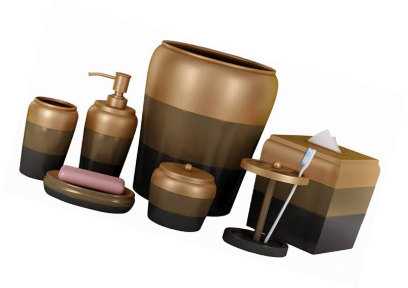 NuSteel CA322-7PC-SET Horizon 3 Tone Copper Bath Accessories Set - Set of 7