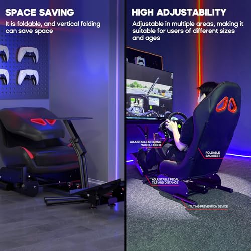 DIWANGUS Racing Simulator Cockpit Steering Wheel Stand with Seat Gaming Chair Sim Racing Cockpit for G29 G920 G923 G27 G25 T248X T248 T300RS T150 458