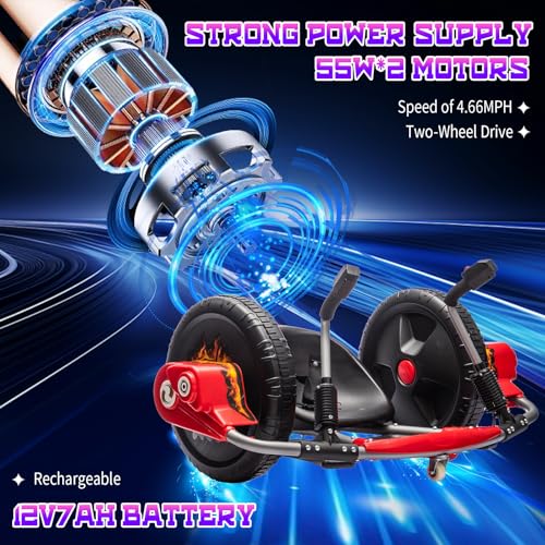 Electric Drifting Go Kart for Kids, 12V Outdoor Ride on Toys with 16-Inch Big Wheel, 360 Degree Spin, Speed of 4.66MPH, Dual Lever Steering