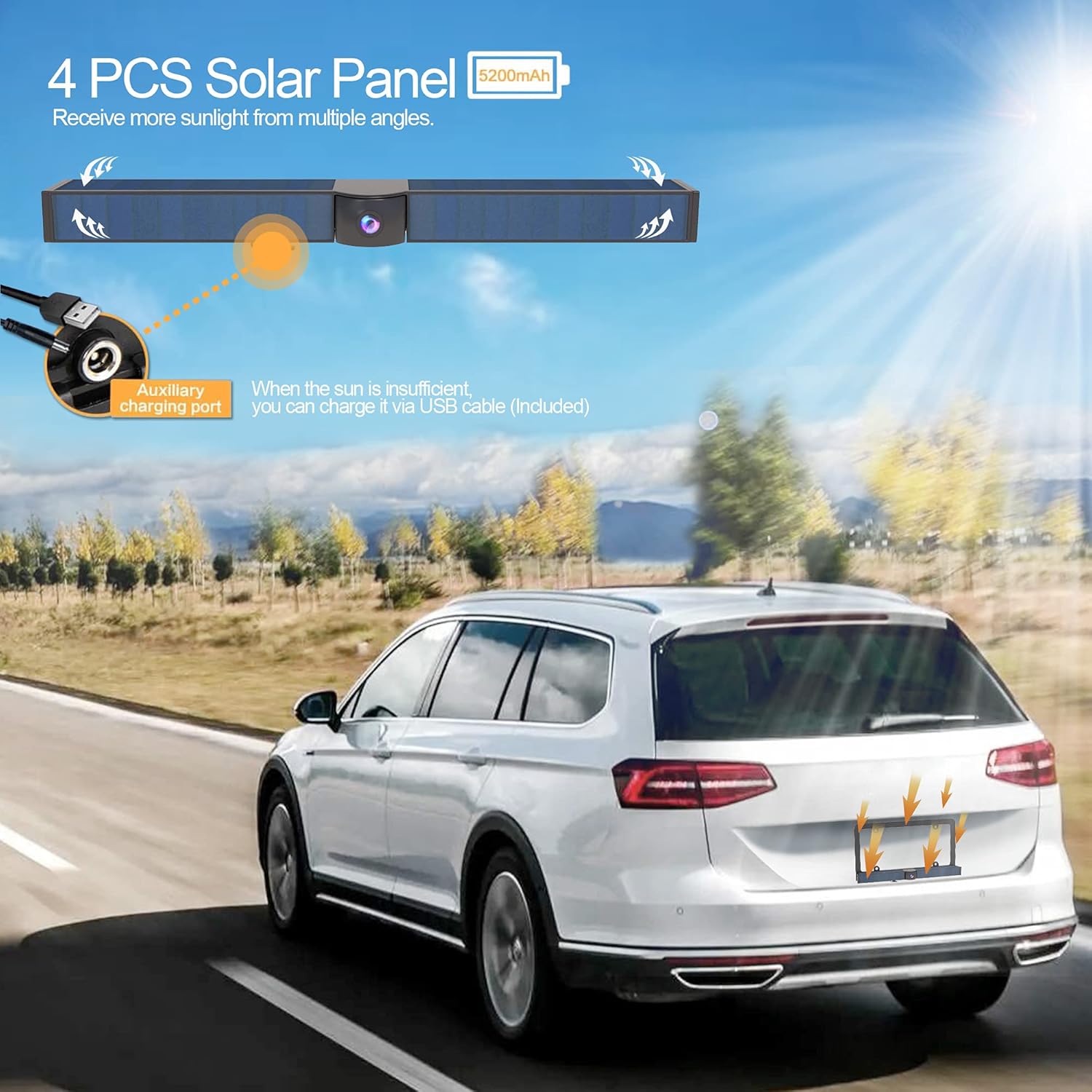PARKVISION Solar Wireless Backup Camera,True Wireless Backup Camera, DIY Installation