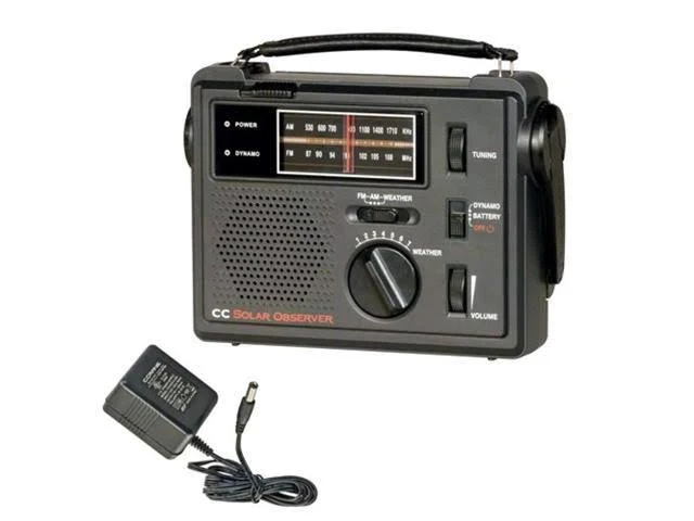 C Crane Solar Observer Emergency Portable Radio with Crank u0026 Flashlight