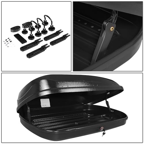 12.7 cu. ft. Rooftop Cargo Carrier ABS Lockable Heavy Duty Hard Shell Waterproof Car Roof Rack Luggage Carrier 55 x 34.5 x 14 Inches Black Textured