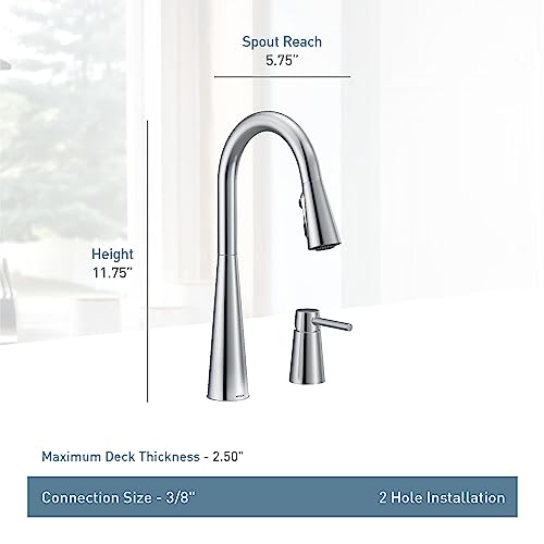 Moen 7871BL Sleek One-Handle High Arc Kitchen Faucet with In-Deck Handle, Matte Black