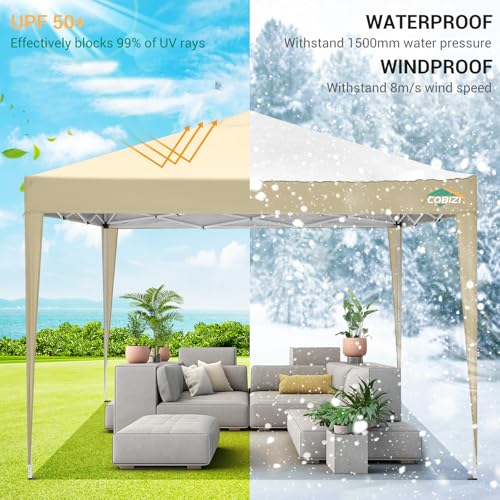 COBIZI 10x10 Pop up Canopy Tent Protable Canopy Tent with 4 Sidewalls Waterproof Commercial Instant Shelter for Parties, Wedding