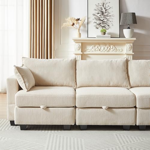 Oversized Modular Storage Sectional Sofa Customizable Seating Group Sofa&Couch Convertible Sleeper Sofabed with Movable Ottomans and Seat