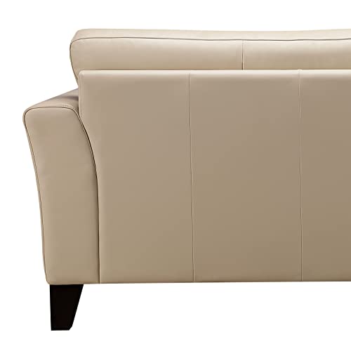 Abbyson Living Top Grain Leather Loveseat, Cream