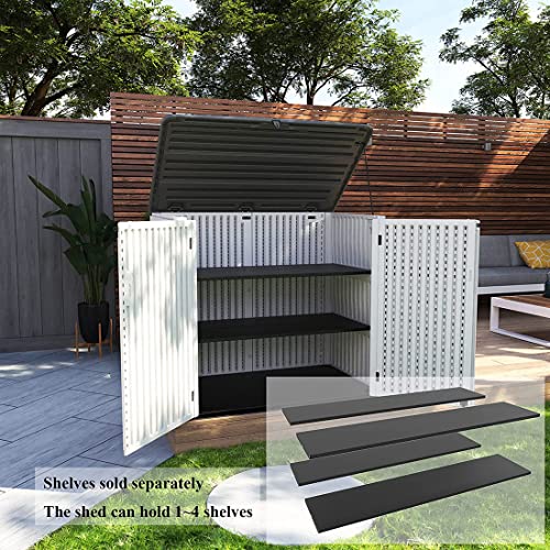 KINYING Horizontal Outdoor Storage Shed,47 Cu.ft Resin Outdoor Storage Cabinet Waterproof for Garden/Patio/Backyards