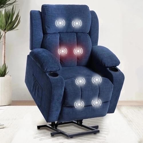 FLEXISPOT XL31 Power Lift Recliner Chair for Elderly, Electric Lift Chair with Massage & Heat, PU Leather Reclining Sofa w/Cup Holders