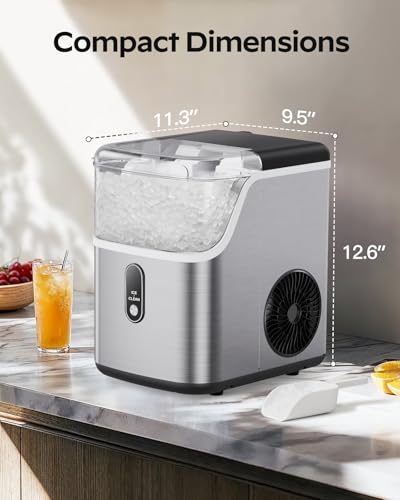 Nugget Ice Maker Countertop, HOMEZAY Pebble Ice Maker with Soft Chewable Pellet Ice, 33 lbs per Day