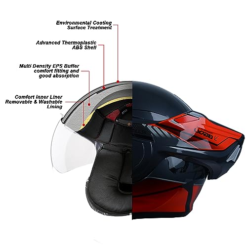 BEON Full Face Motorcycle Helmet DOT Approved, 180° Reversible Chin Guard Modular Pilot Helmet with Anti-Fog Dual Visors for Adult Men Women (S-XXL)