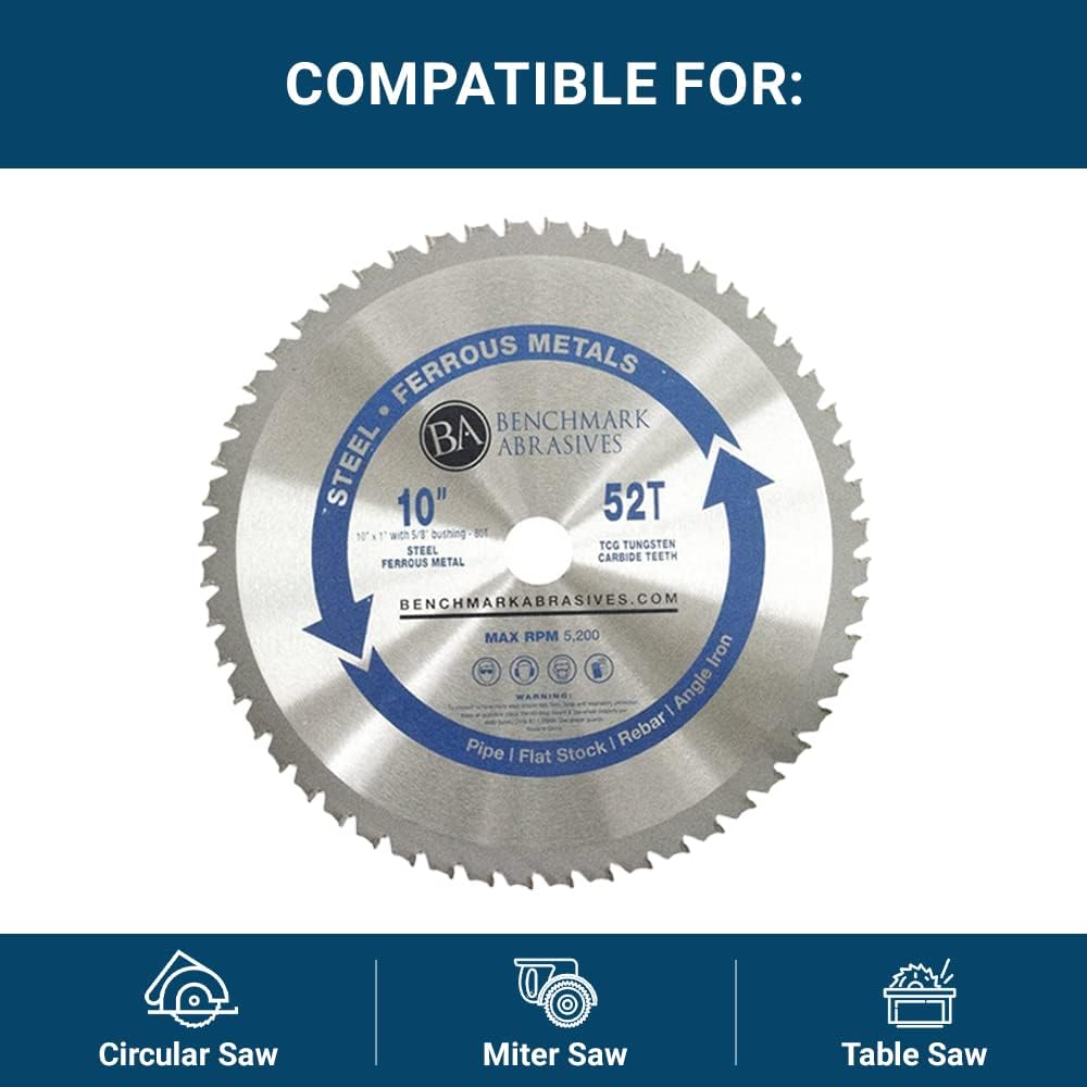 Benchmark Abrasives 14" 80 Tooth Tungsten Carbide Tips Saw Blade for Thin Steel and Ferrous Metals