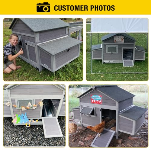 Aivituvin Chicken Coop Wooden Hen House Two Nesting Box with Large Run Outdoor Rabbit Hutch Bunny Cage Poultry Coop Suit for 4-6 Chickens