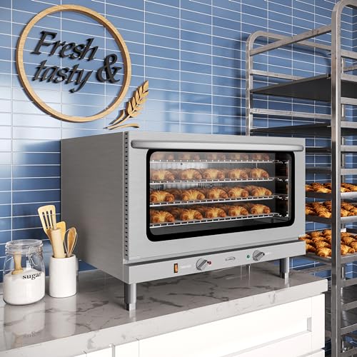 KoolMore 32 in. Commercial Countertop Convection Oven, Holds Full Size Pans, 4 Racks and 3500W of Power, 240V in Stainless-Steel
