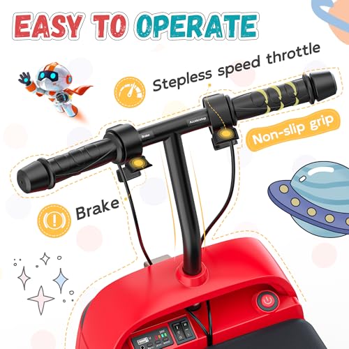 ANPABO 24V Kids Riding Toys for 3-12, 180W Quiet Brushless Motor, Max 5Mph, Ride On Toys w/Stepless Throttle, Safety Speed Limit