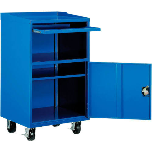 Global Industrial 694561 Mobile Computer Cabinet, Blue, 27 inchw x 24 inchd x 49-1/4 inchh
