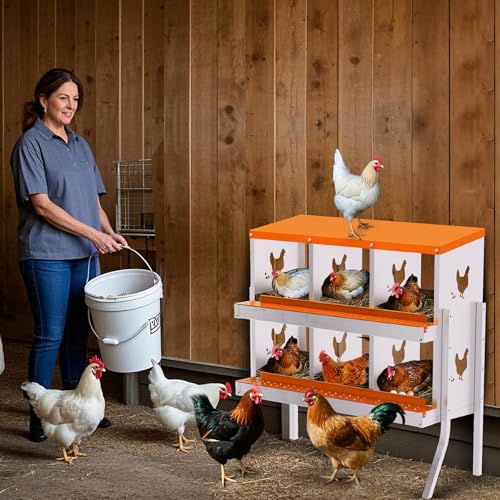 Garvee Chicken Nesting Box with Removable Tray, 8 Compartment Nesting Boxes for Chickens, Easy to Clean and Install