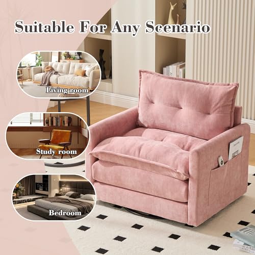 360 Swivel Accent Barrel Chair with Storage Ottoman & Headrest