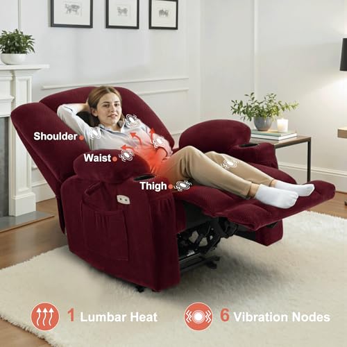 MCombo Zero Gravity Power Recliner Chair with Heat and Vibration Massage, Reclining Chair with USB & Type C Ports, Cup Holders for Living Room