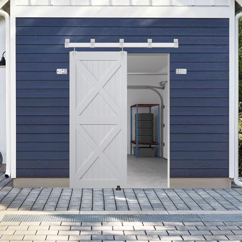 BARNSMITH 8FT Exterior Barn Door Hardware, Sliding Barn Door Hardware Kit Heavy Duty Barn Door Track for Outdoor Use(NO Door, Hardware Only)
