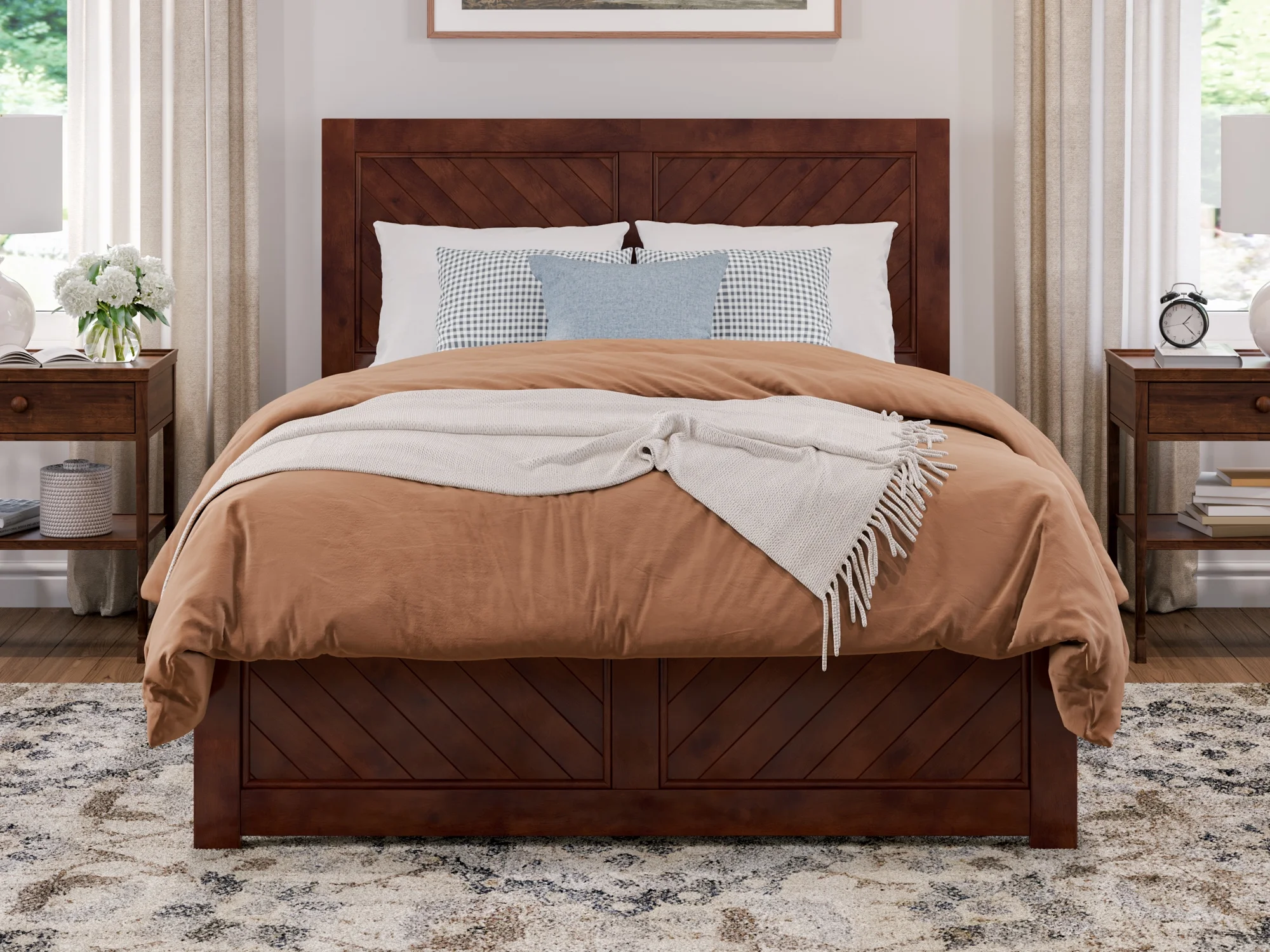 AFI Canyon Walnut Solid Wood Platform Bed with Matching Footboard, Full