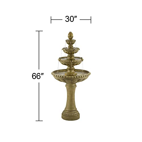 Sag Harbor 66" High Stone 4-Tier LED Outdoor Floor Fountain