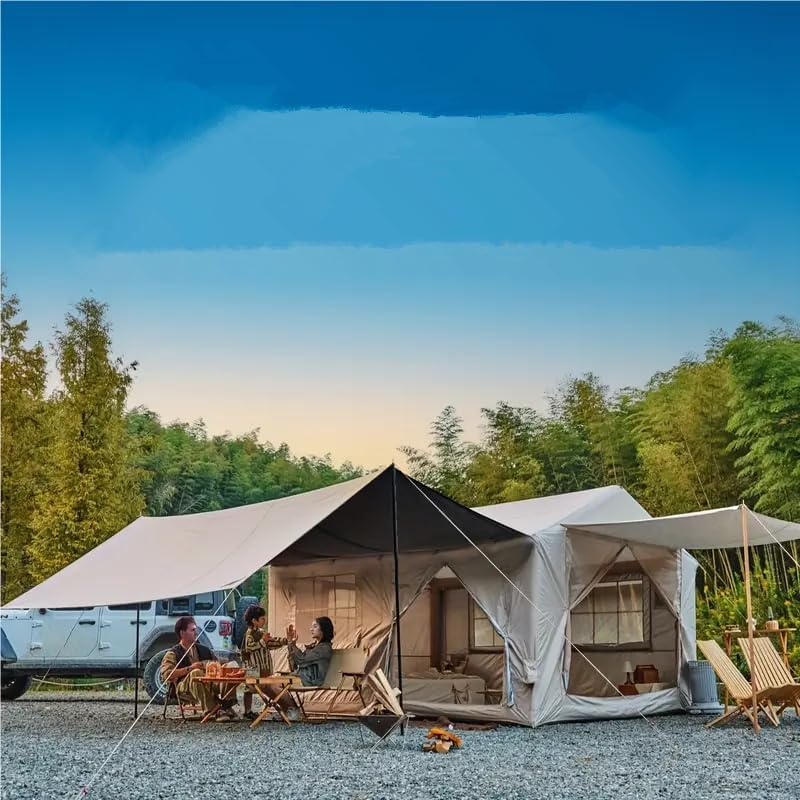 10-12 Person Large Inflatable Tent for Camping,Blow up Tents with Canopy,10 * 13ft Inflatable House Tent with Stove Jack