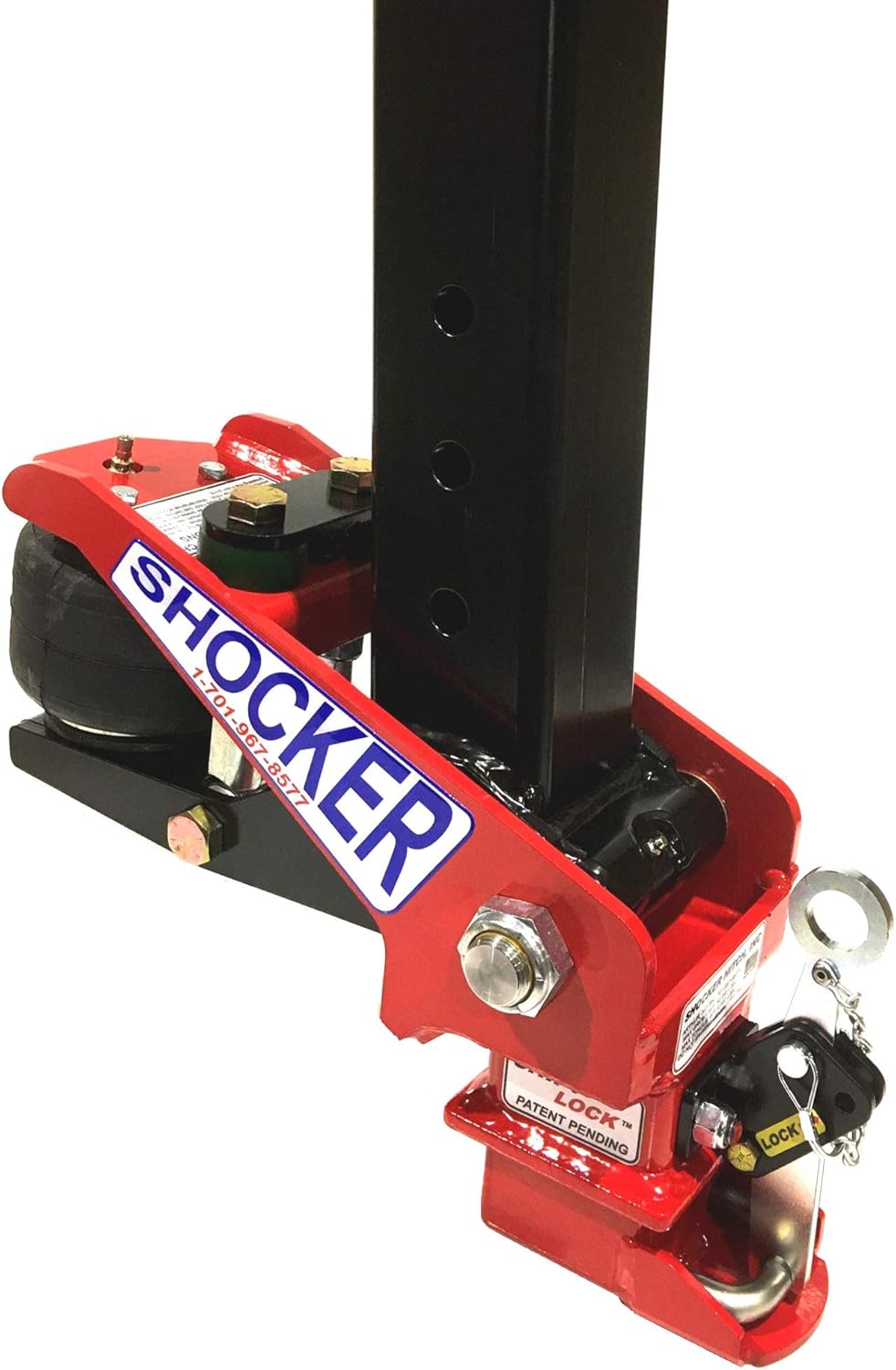 Shocker Gooseneck Air Hitch & Coupler for Millennium Trailers, Square 4" Straight Pin 30K Coupler 9" Offset