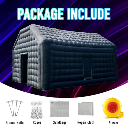 Large Black Inflatable Nightclub 20X16.5X12Ft Disco Cube Gazebo Event House with Logo Area Portable Inflatable Party Tent for Birthday, School Events