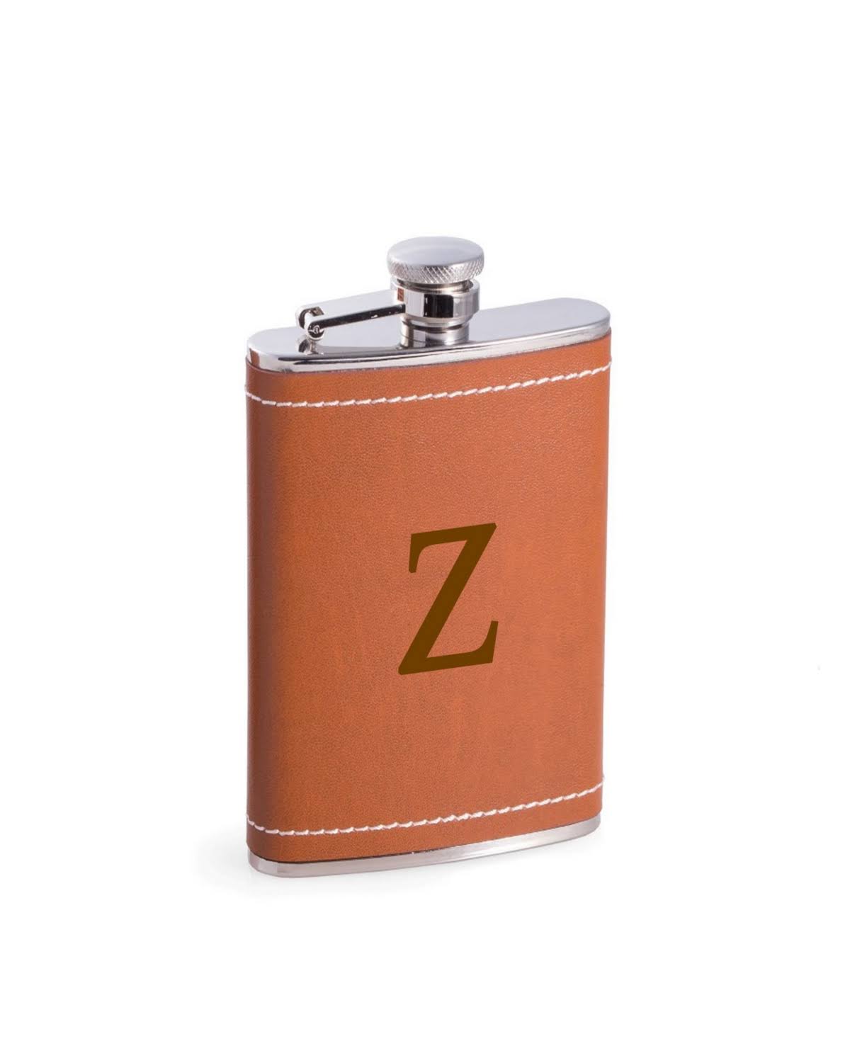 Bey-Berk 6 oz. Stainless Steel Saddle Brown Leather Flask - Z