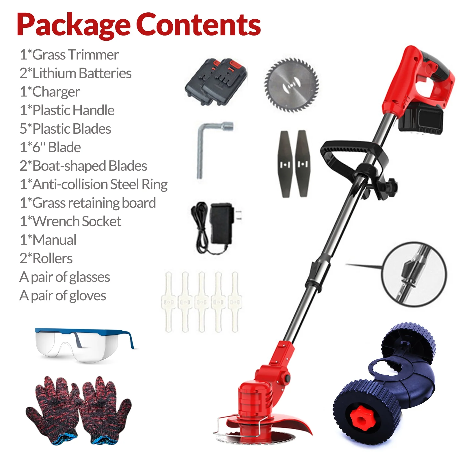 Electric Weed Eater Wacker, Grass Trimmer Weed Lawn Edger Eater, 21V 650W Cordless Grass String Trimmer Cutter, Weed Wacker with 2 Battery