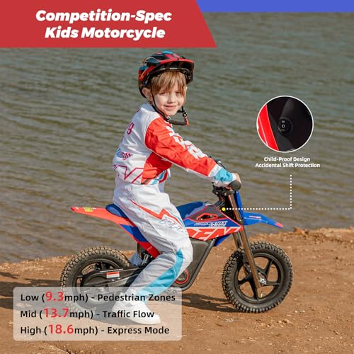 E500 36V Kids Electric Dirt Bike, Electric Motorcycle with 700W Motor | 21.7 mph Max Speed, 15.5-Mile Range & 3 Speeds Off-Road Bike for Ages 4-8
