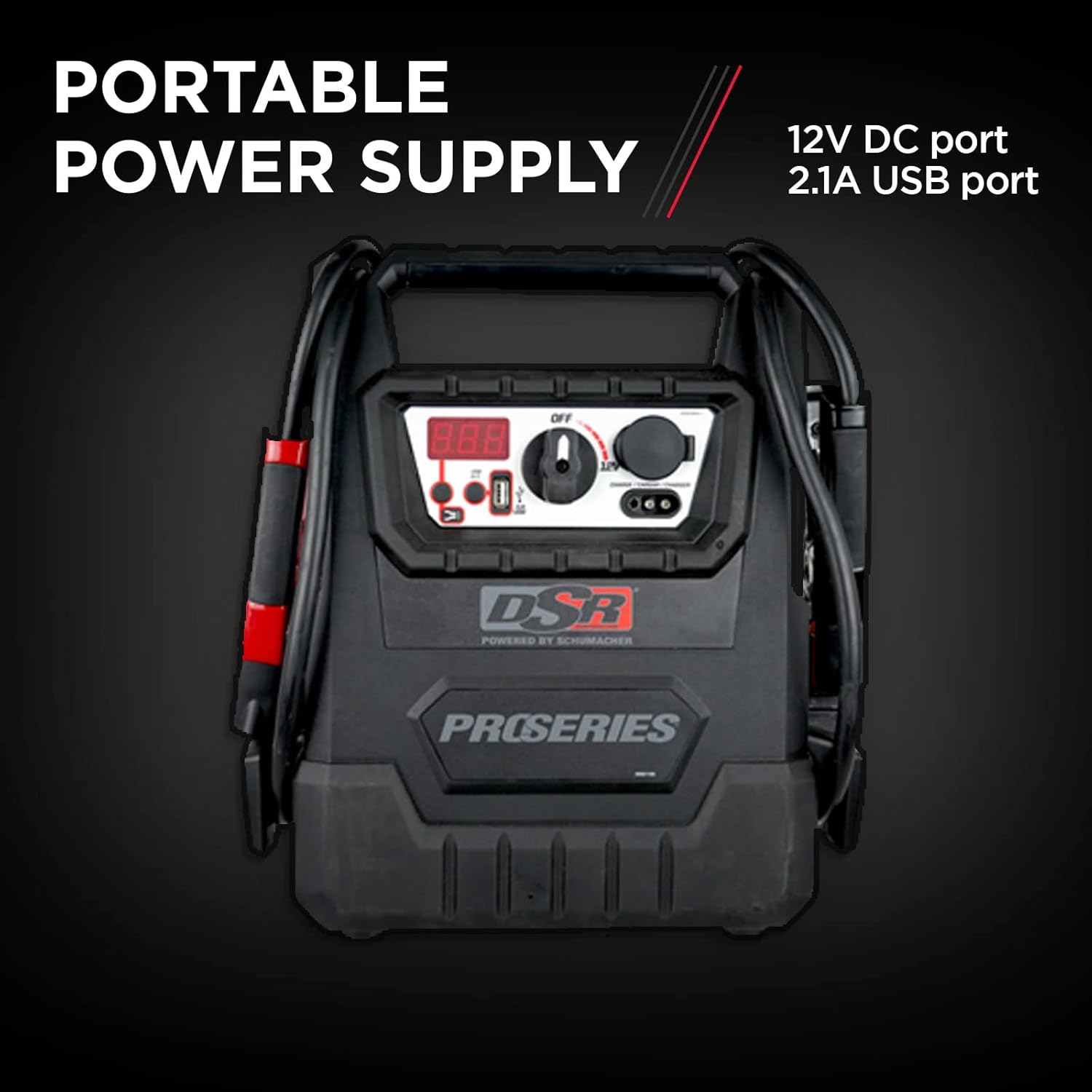 Schumacher DSR Pro Series 12V 2400 Peak Amp Jump Starter and DC Power Source,Black