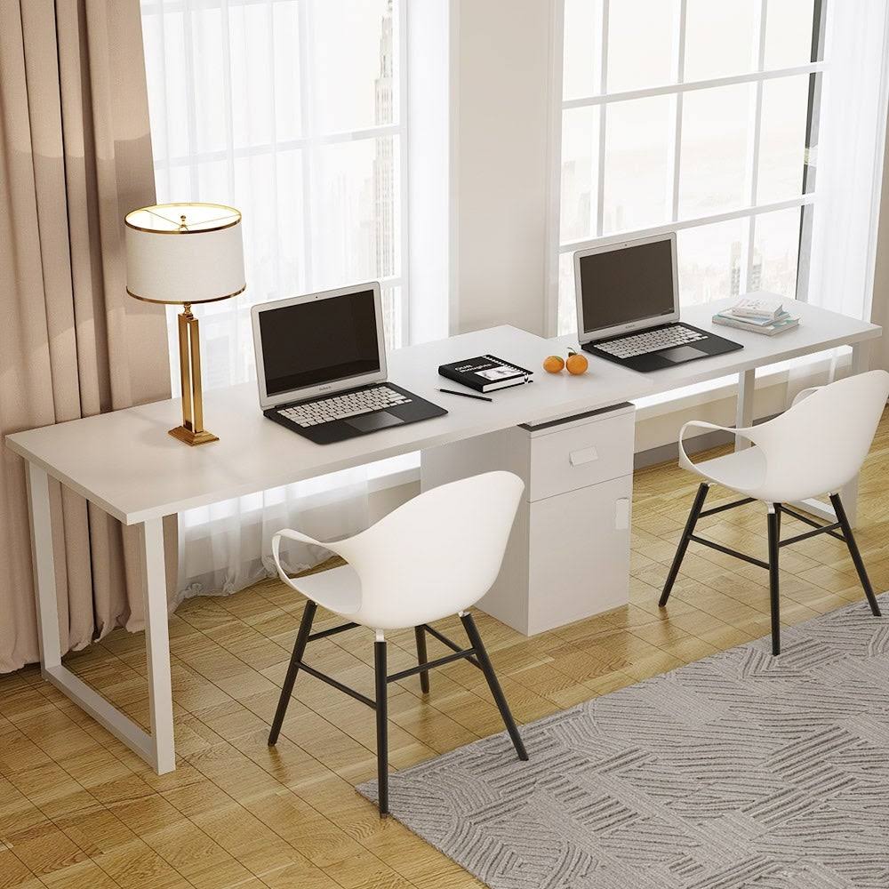 Rotating L-Shaped Computer Writing Desk with File Cabinet - Black
