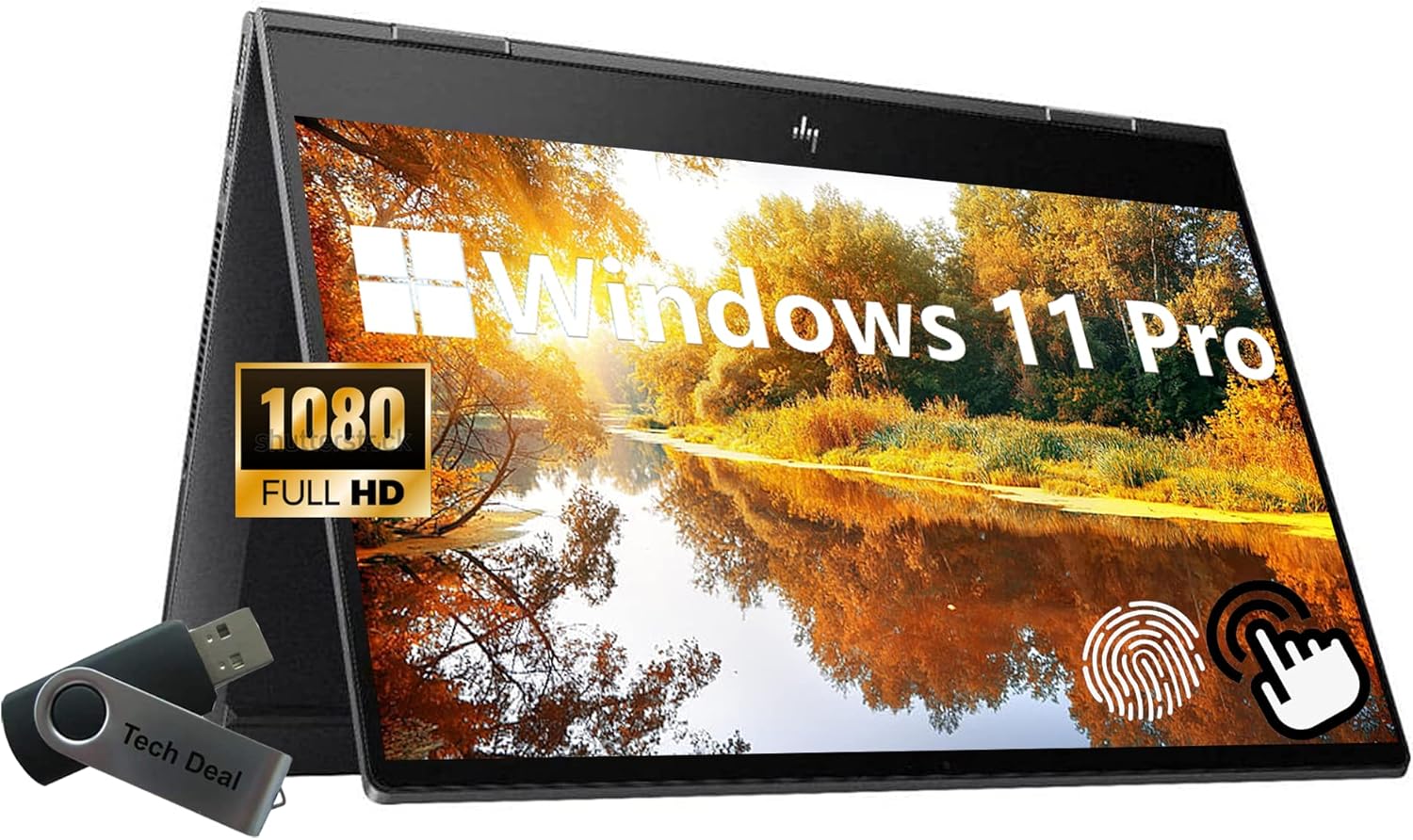 HP Envy x360 2-in-1 Convertible Business Laptop, 15.6” FHD Touchscreen, AMD Ryzen 7 5700U, Windows 11 Pro, 16GB RAM 512GB SSD, Fingerprint Reader