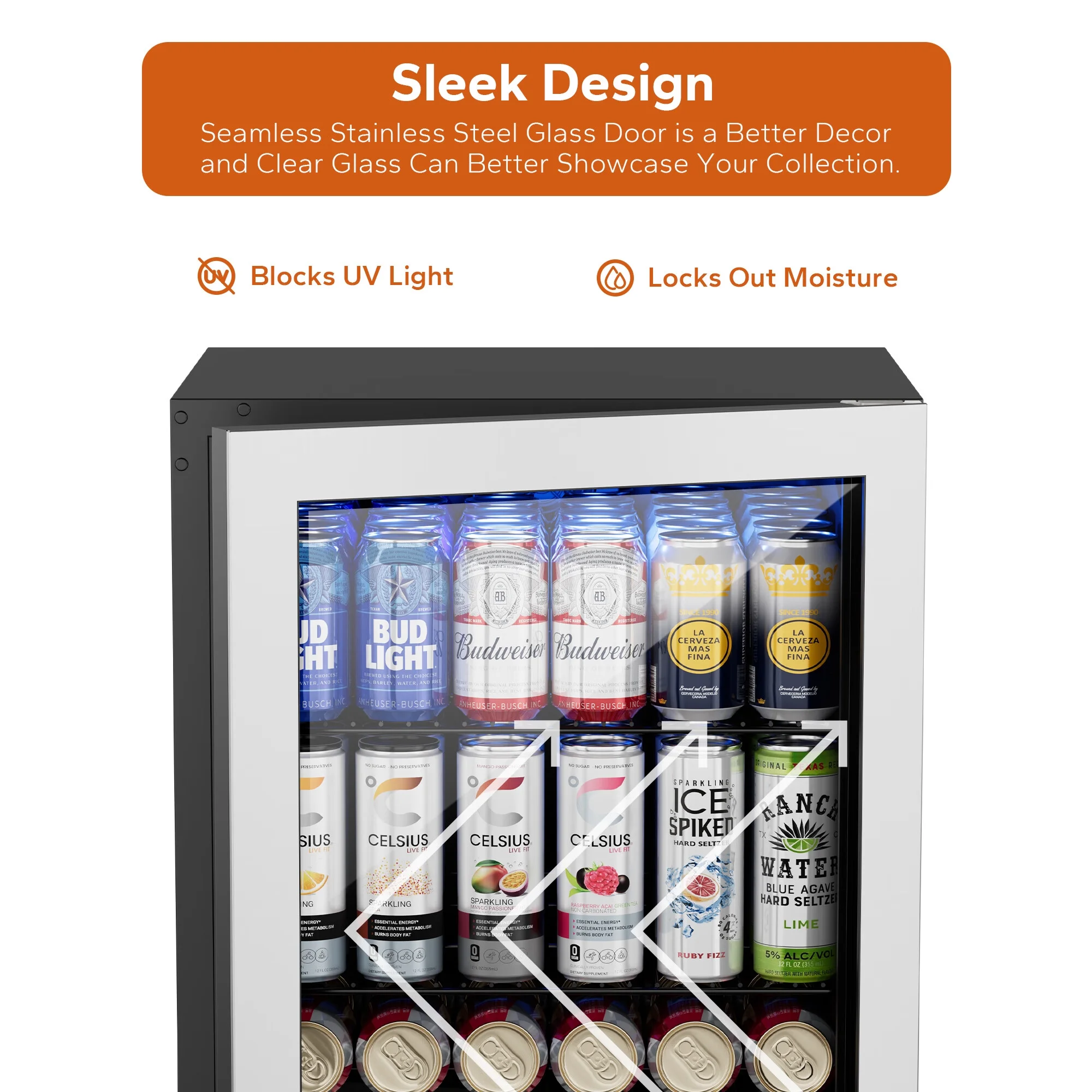 Ca'Lefort Beverage Refrigerator Cooler, 280 Can Freestanding Beverage Fridge，Mini fridge with Glass Door for Home/Bar/Office(2 Pack)