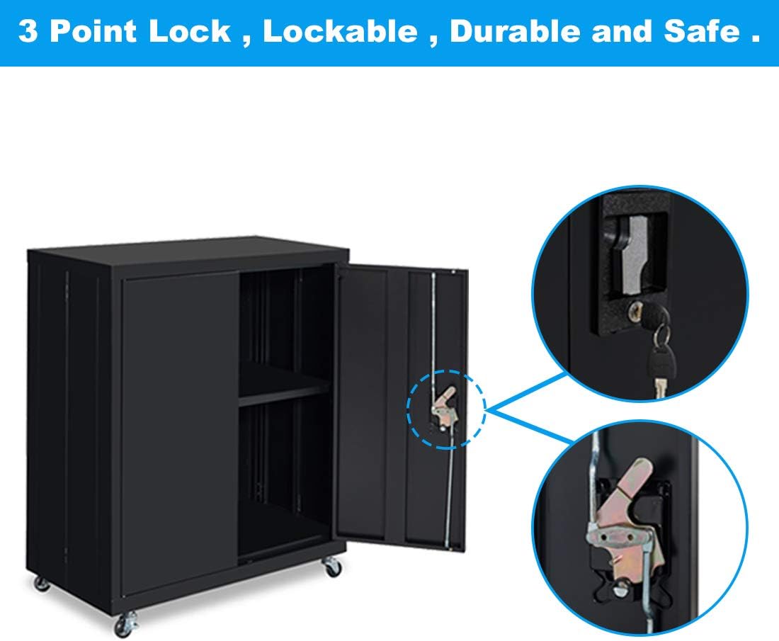 GREATMEET Metal Storage Cabinets with 1 Adjustable Shelve and Locking Doors
