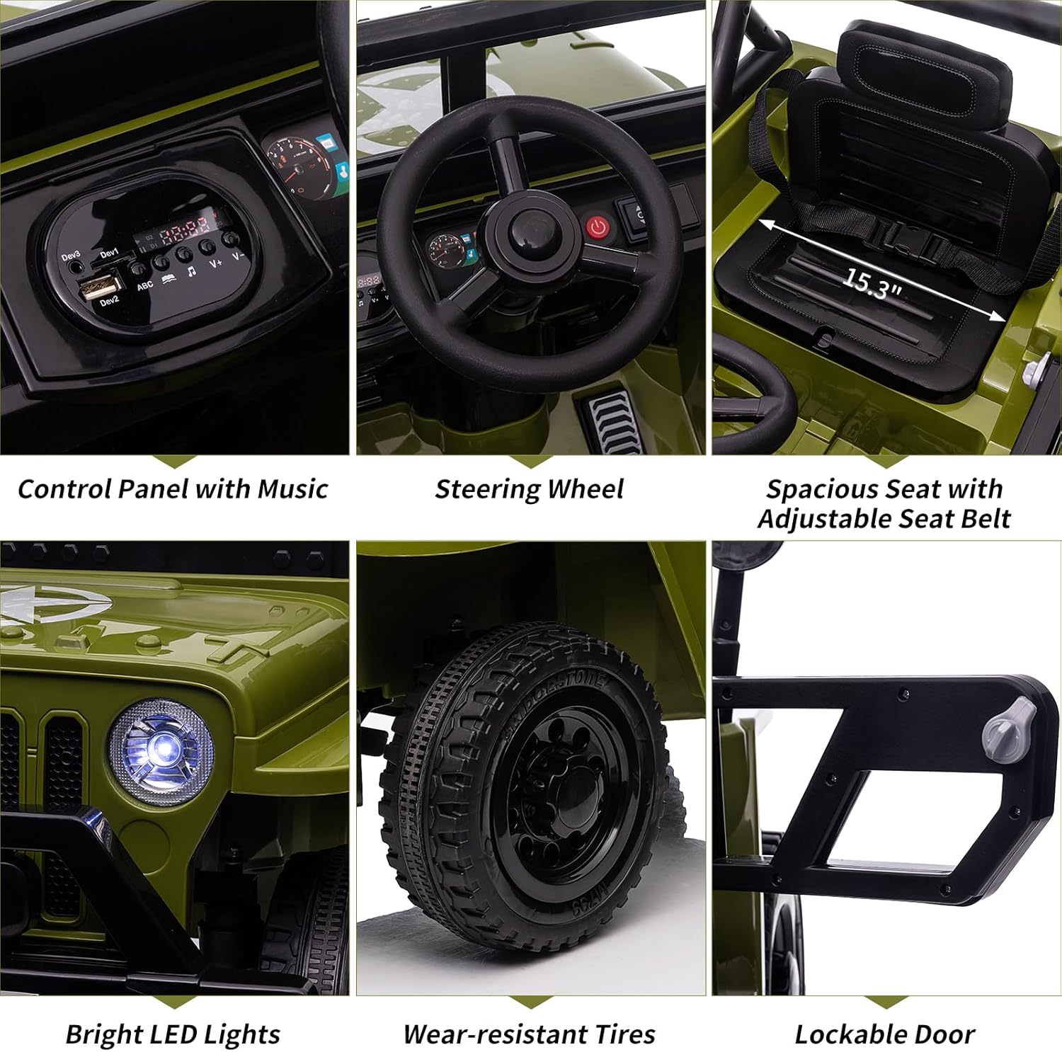 Ride on Truck Car, 12V Electric Ride on Car with Remote Control, MP3, LED Lights, Suspension System, Double Doors, Safety Belt