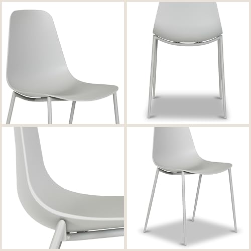 POLY & BARK Isla Modern Kitchen Chairs Set of 4 - Plastic Dining Chair with Metal Legs