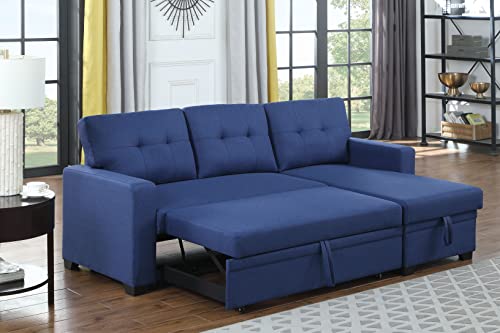 Devion Furniture Regis 4-in-1 Convertible L Shaped Couch with Pull Out Bed and Storage, Sectional Sleeper Sofa with Reversible Chaise for Living Room