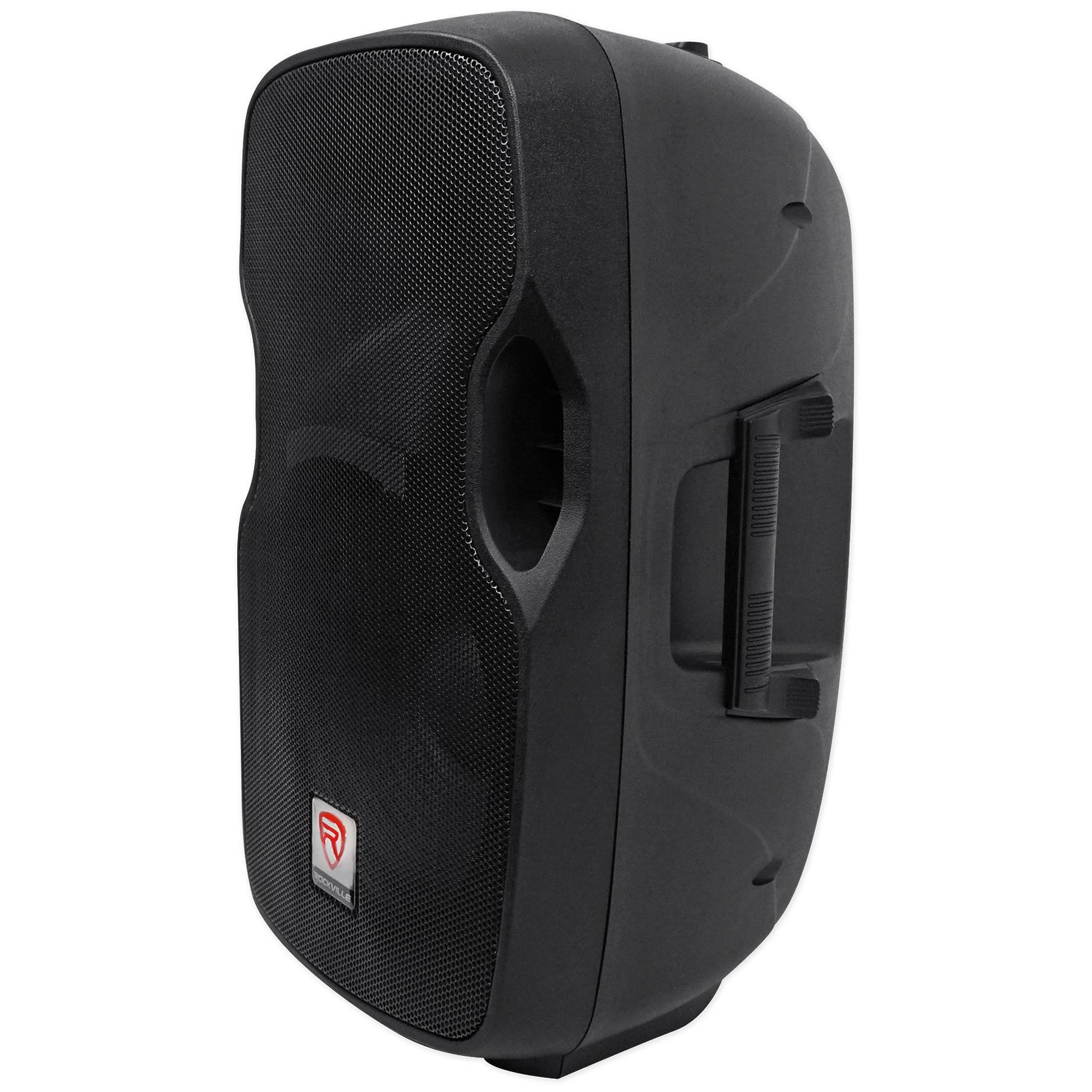 (2) Rockville BPA12 12x22 Powered 600W DJ PA Speakers wBluetooth+LED Stands+Cables