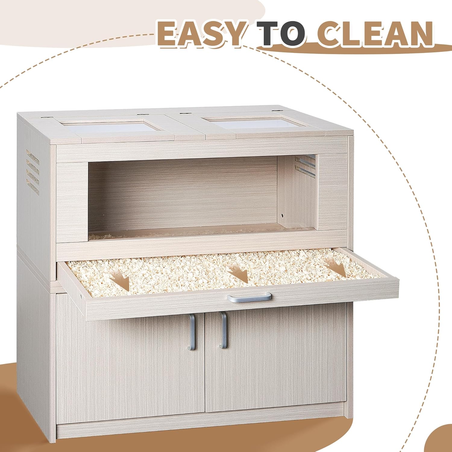 Guinea Pig Cages, Hamster Cage Wood with Independent Storage Cabinet, House for Rat Chinchilla with Guinea Pig Hutch and Bridge