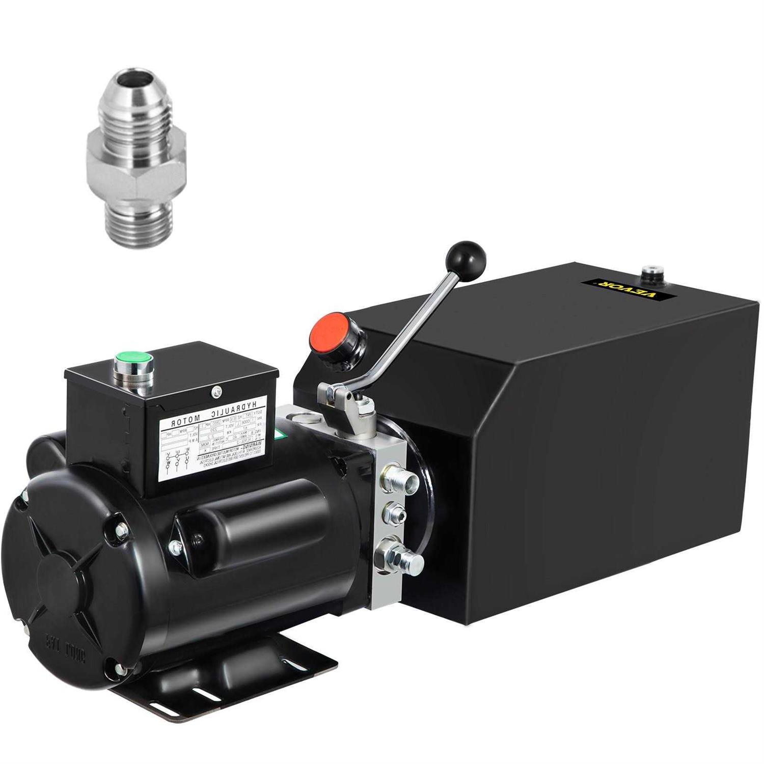 VEVOR Hydraulic Pump 14 Quart Hydraulic Power Unit 2950 Psi Car Lift Hydraulic Pack Dump Trailer 220V 60Hz 1 Ph Auto Repair Sho