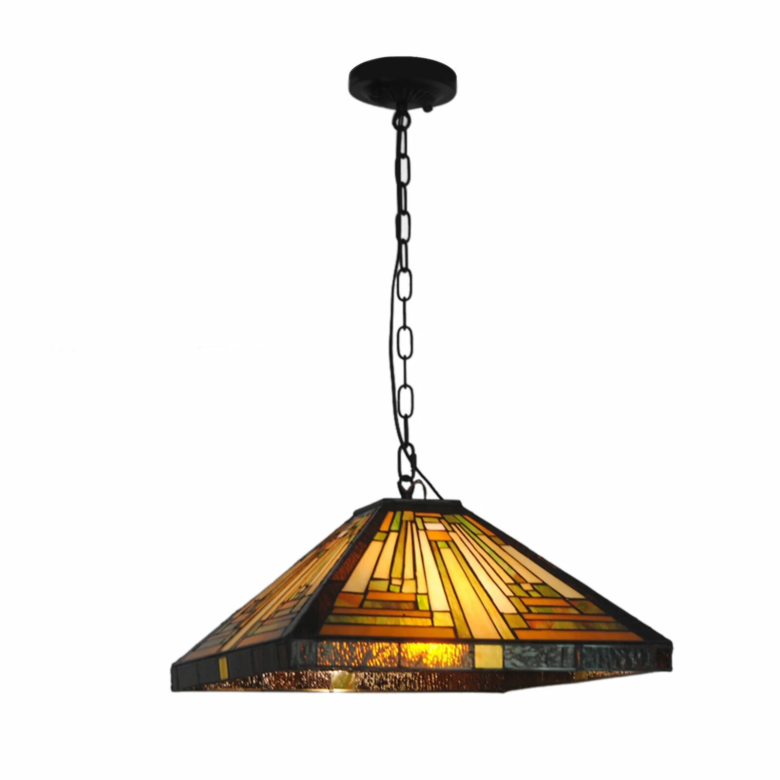 Vintage Stained Glass Pendant Lamp Tiffany Style Ceiling Fixture Hanging Light Wall Control