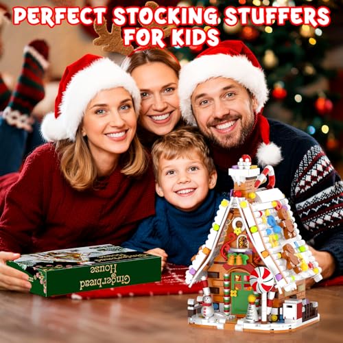 Gingerbread House Building Set with Light Kit, Large Christmas Village Gingerbread House Compatible with Christmas Sets