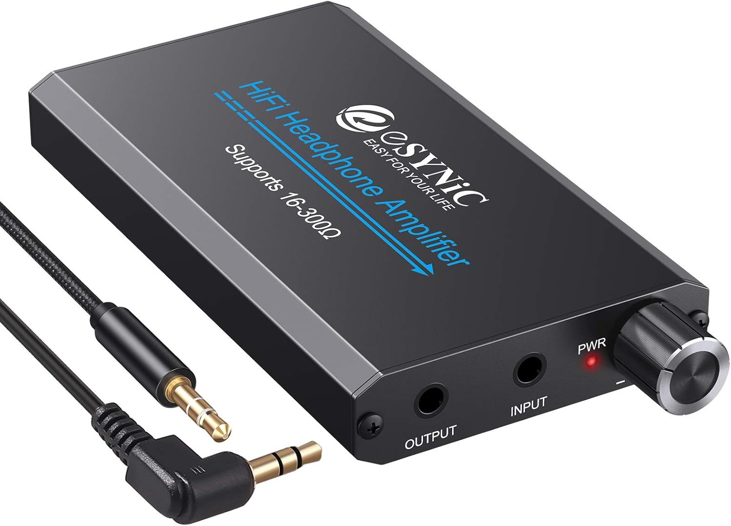 eSynic Headphone Amplifier Portable Amp 3.5mm Gain Switch Audio Rechargeable HiFi Earphone Headphone Amplifier with 1.2m USB Cable and Lithium