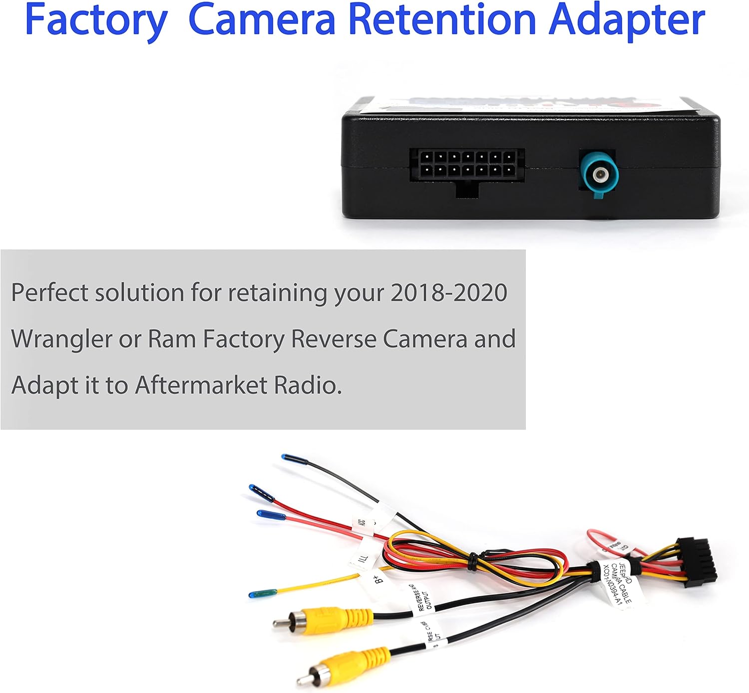 EWAY Retention Adapter for Jeep Wrangler/Dodge Ram 2018 2019 2020 Retain OEM Factory Backup Reverse Camera to New Aftermarket Car Stereo