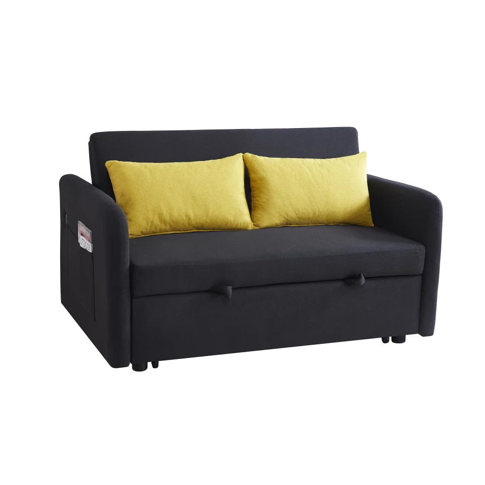 Holaki Velvet Convertible Loveseat Sleeper Sofa Bed with USB