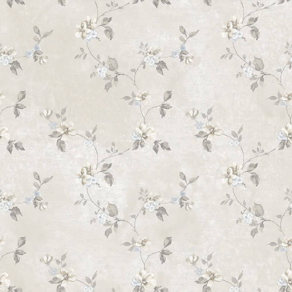 Norwall G34161 White Vintage Floral Trail Wallpaper