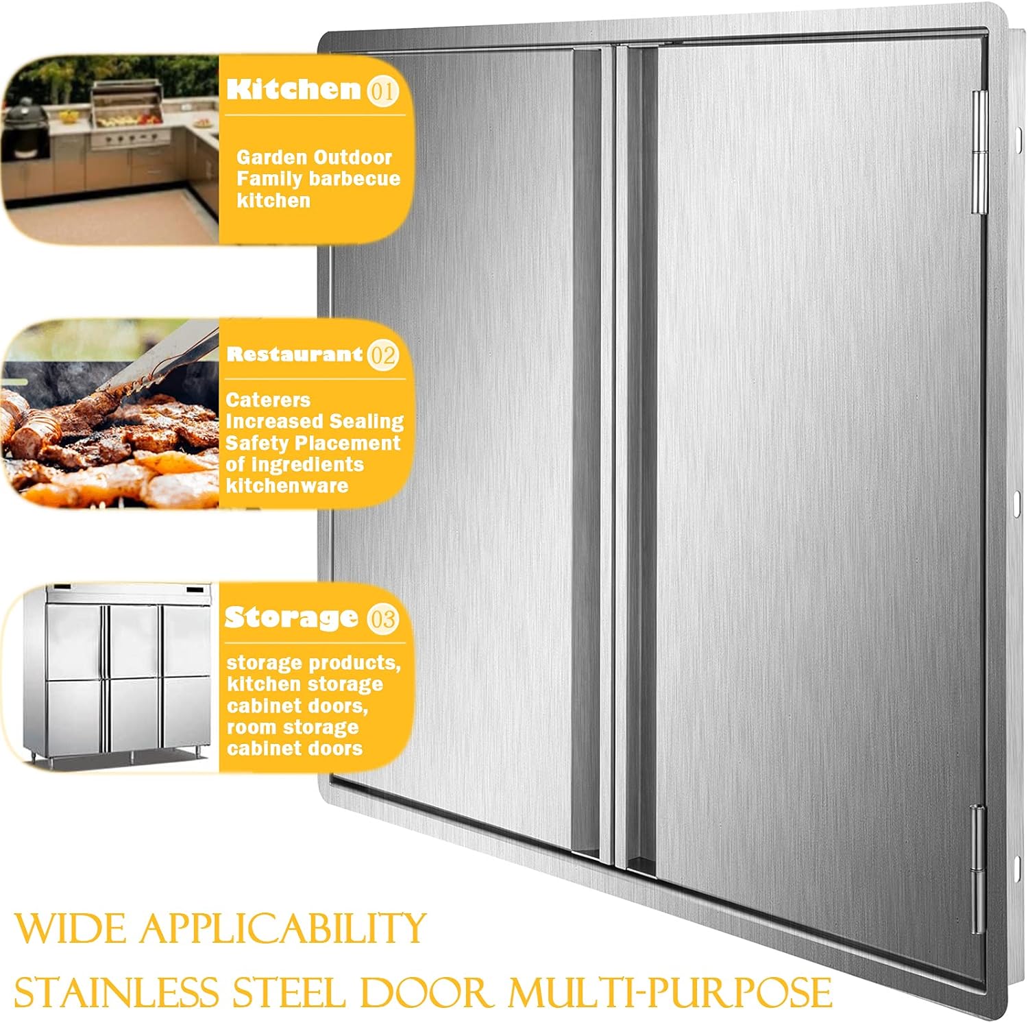 Marada BBQ Access Door Outdoor Kitchen 304 Brushed Stainless Steel Doors for Outdoor Kitchen, Outdoor Cabinet
